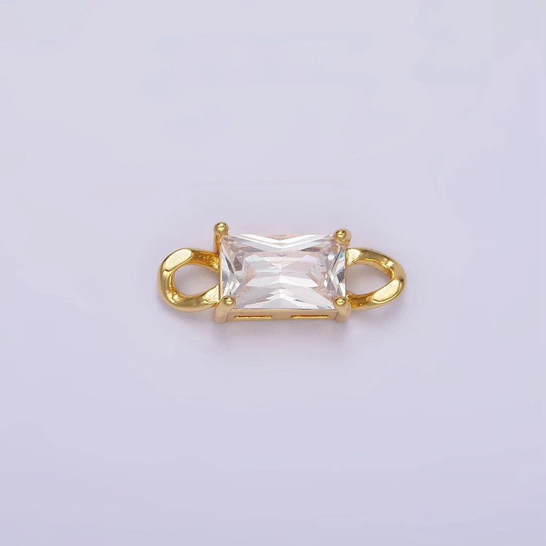 24K Gold Filled Clear CZ Baguette Curb Link Loop Connector G798 - Etsy | Etsy (US)