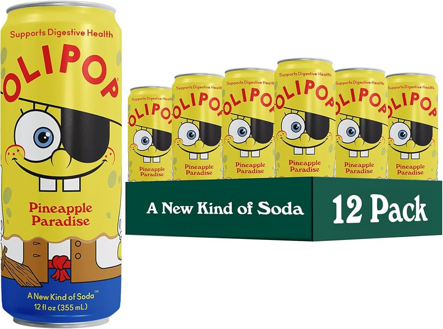 OLIPOP Prebiotic Soda Pop, SpongeBob Pineapple Paradise, Pantry Pack Packed with Prebiotics, Fibe... | Amazon (US)