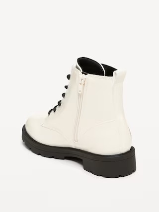 Faux-Leather Side-Zip Combat Boots for Girls | Old Navy (US)