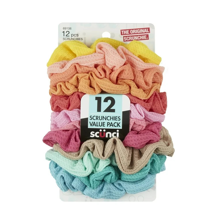 Scunci Value-Pack Scrunchie Hair Ties in Soft Thermals and Knits, Assorted Colors, 12 Ct - Walmar... | Walmart (US)
