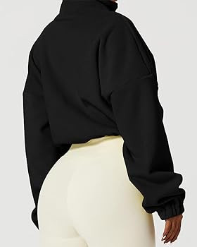 Bumeex Women's Full Zip Fleece Cropped Fall Winter Jacket Sweatshirt Sweater | Amazon (US)