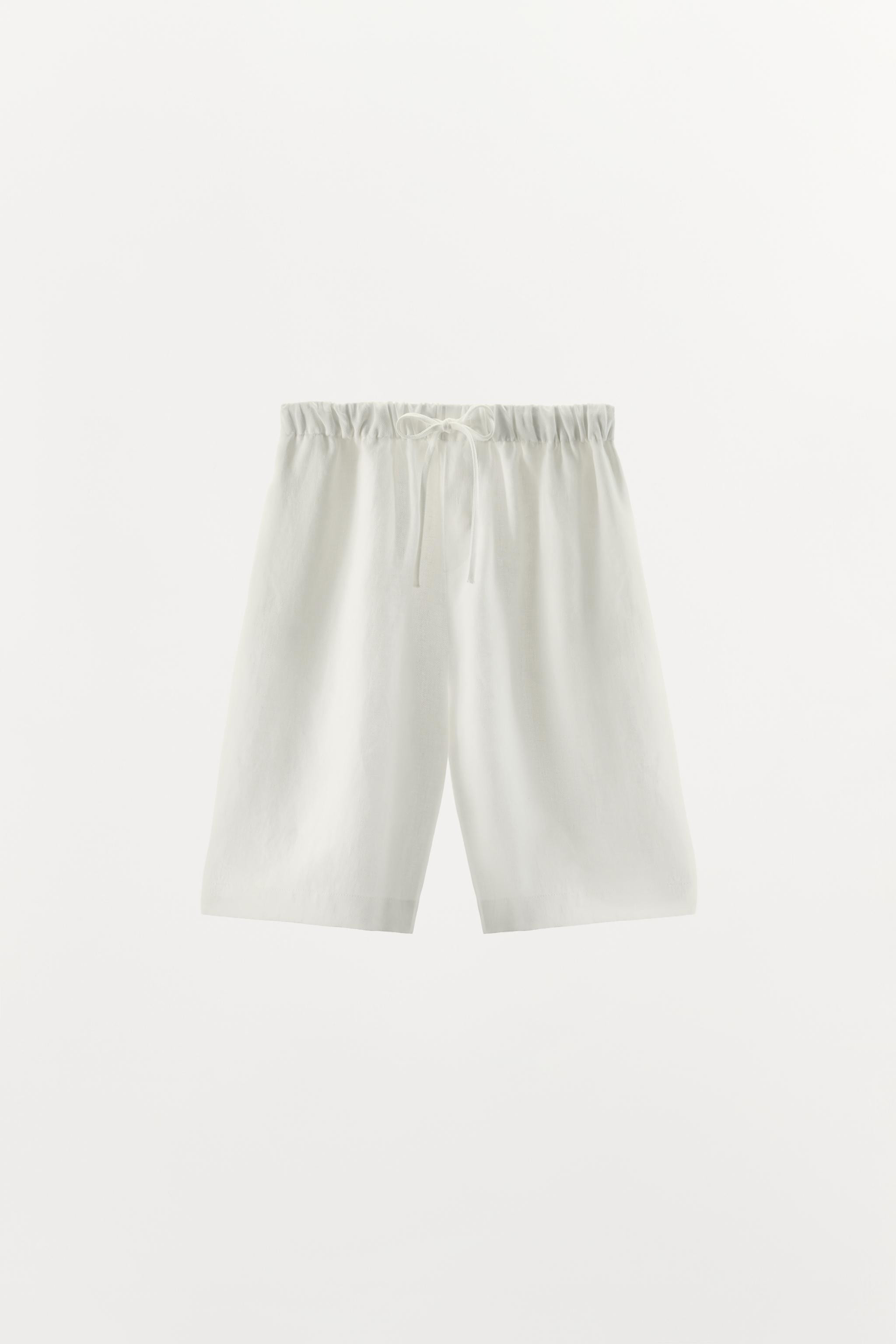 LINEN DRAWSTRING BERMUDA SHORTS | Zara UK
