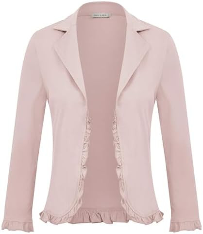 GRACE KARIN Women 3/4 Sleeve Cropped Blazer Lightweight Open Front Cotton Cardigan Jacket for Bus... | Amazon (US)