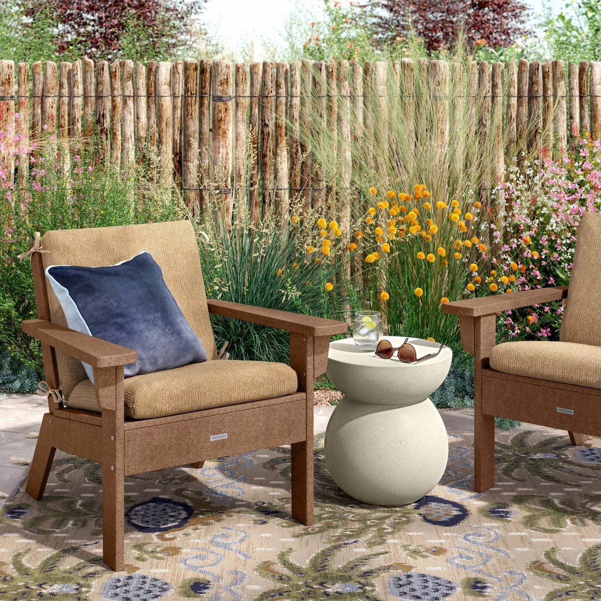 Modern Ceramic Round Patio End Table Cream - Threshold\u2122 | Target