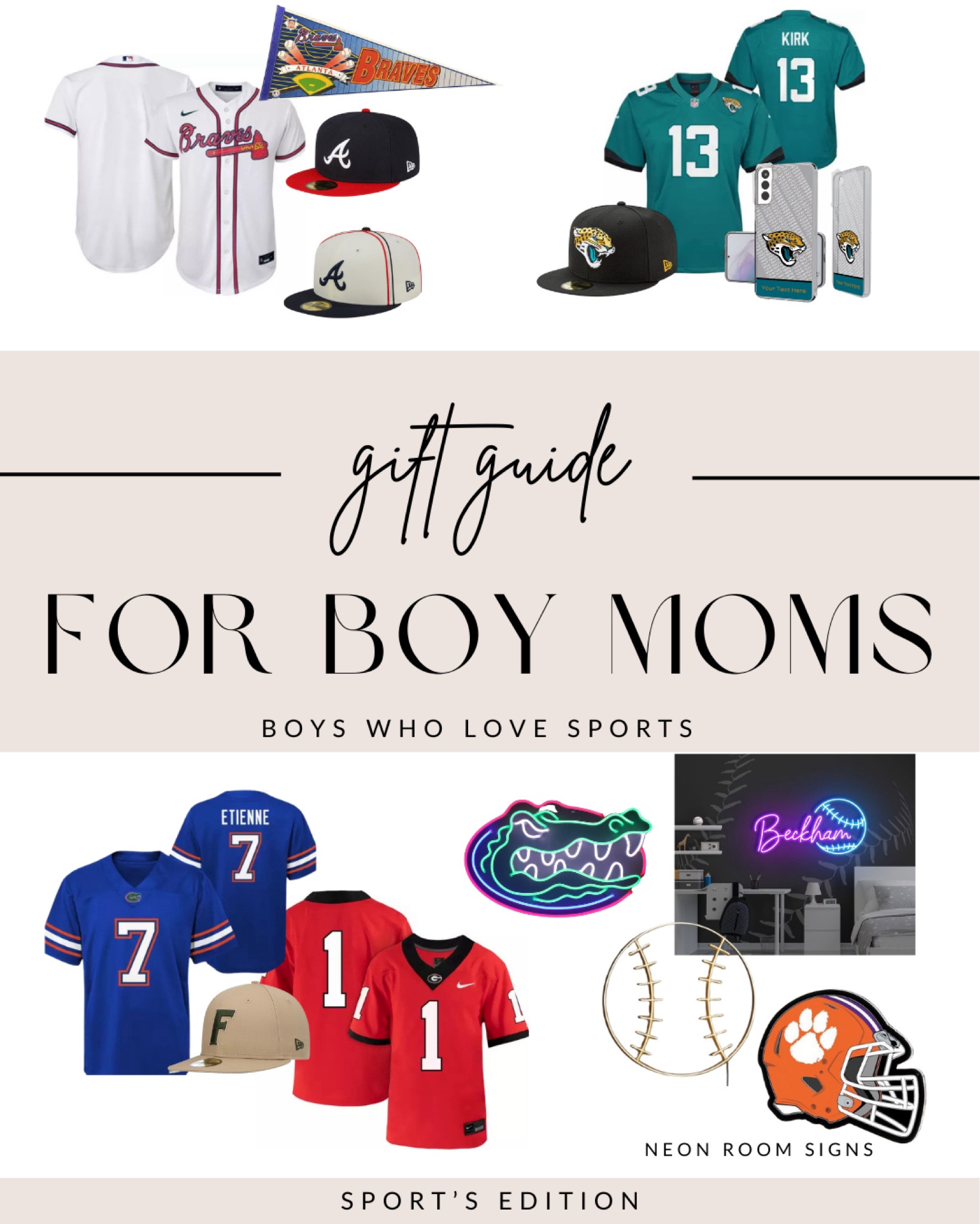 For the boys who love sports! All of the jerseys that I’m linking are great quality and a variety of price points. 

My little one is 8 yrs old and he wears a size 6 7/8 in the fitted hats. He has an average size head, but a lot of hair. 

Neon signs are all of the hype right now too! I’ve linked different price points for you. 

Big boy gift guide. Little boy gift guide. Gift guide for boys. 

#LTKkids #LTKGiftGuide #LTKHoliday