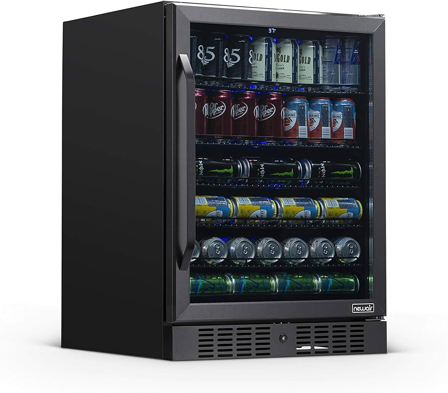 NewAir 24" Beverage Refrigerator Cooler - 177 Can Capacity Mini Fridge - Black Stainless Steel wi... | Amazon (US)