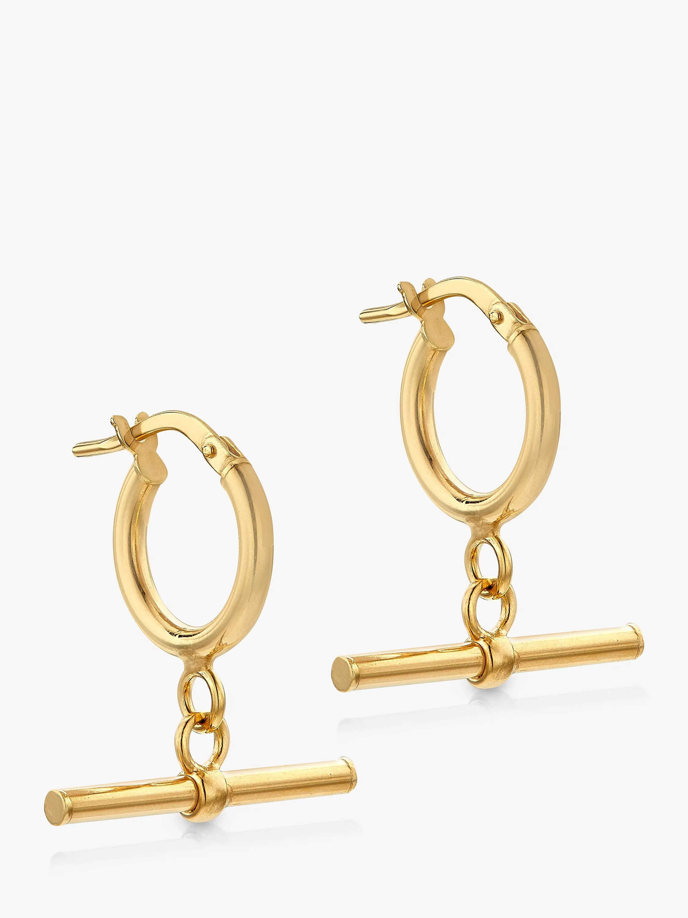 IBB 9ct Gold Creole T-Bar Hoop Earrings, Gold | John Lewis (UK)