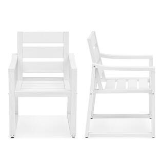 Stationary Stackable Square-Leg Plastic Wood All-Weather Outdoor Patio Dining Chairs in Black(set... | The Home Depot