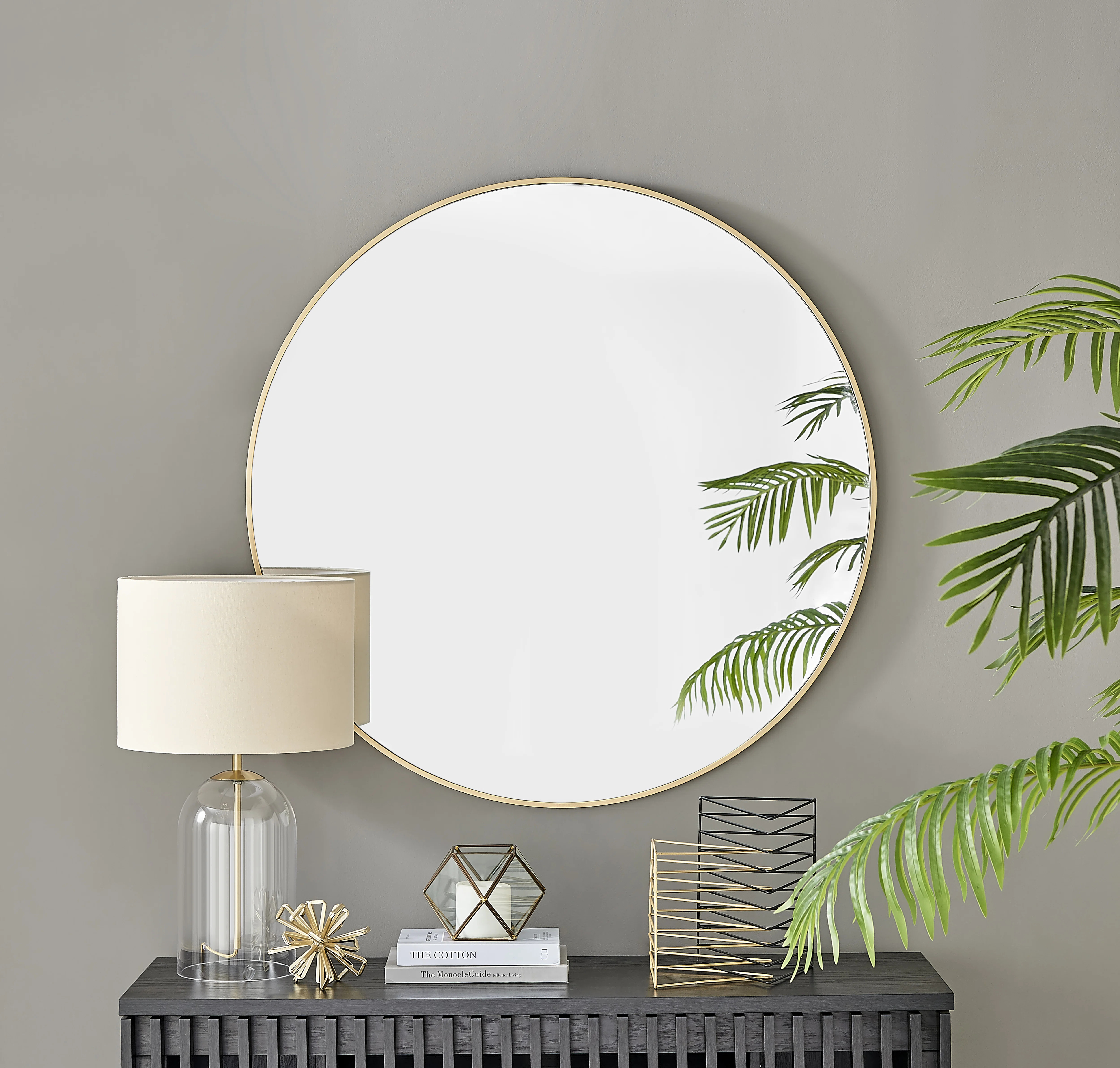 Alcantera Metal Frame Round Wall Mirror - Simple and Elegant Modern Design | Wayfair North America