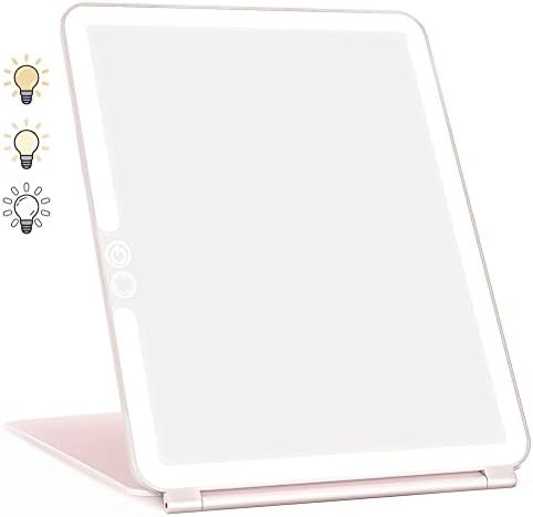 WEILY Portable Travel Makeup Mirror with 72 LED Lights, Touch Screen Three Colors Dimmable Lighted M | Amazon (US)