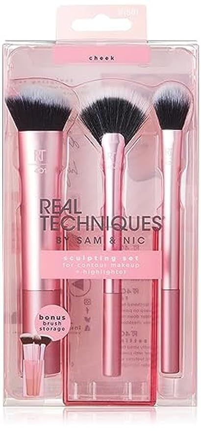 Real Techniques Cruelty Free Sculpting Set, Includes Fan or Setting Brush & Brush Cup, Synthetic ... | Amazon (US)