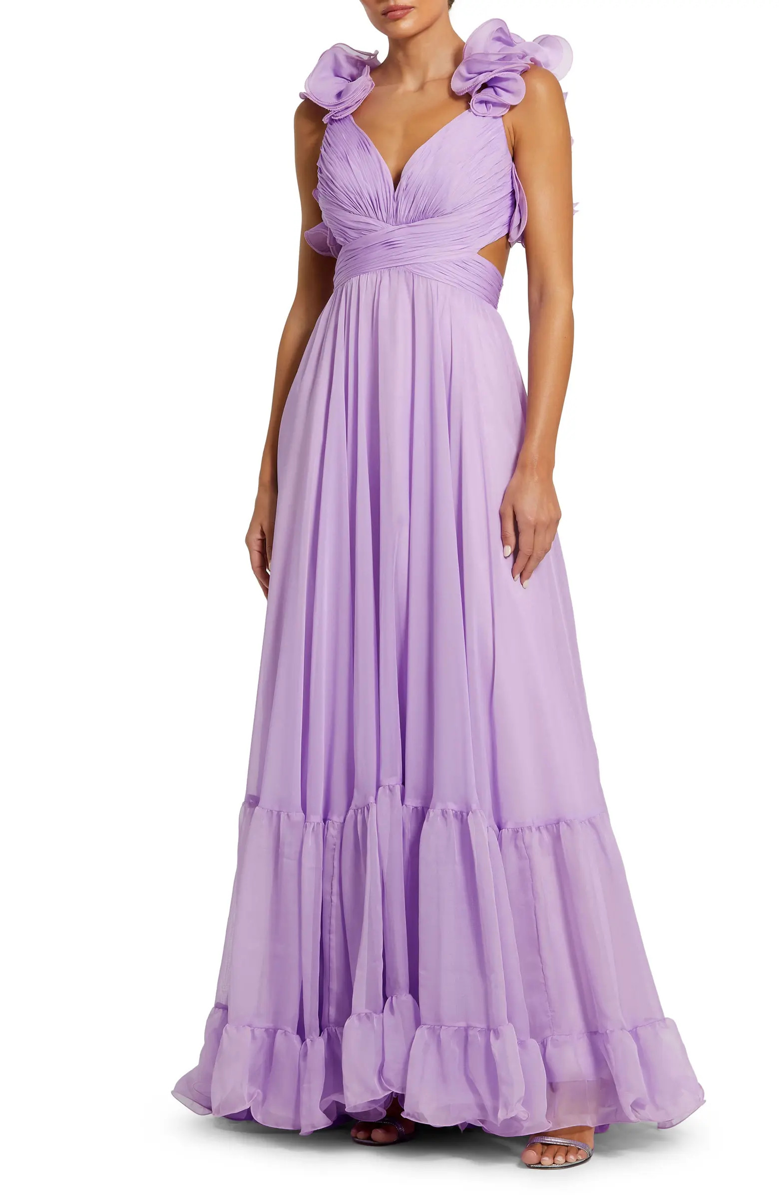 Rosette Chiffon Cutout Empire Waist Gown | Nordstrom