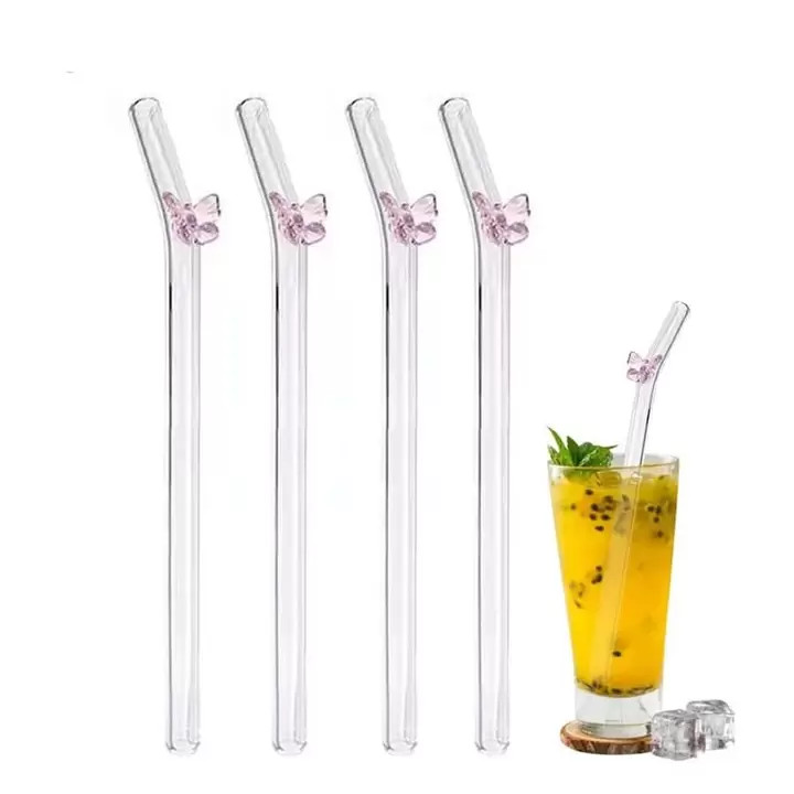 1PC Butterfly Glass Straw Reusable Clear Straws For Smoothies Cocktails Drinking Bar Tool Drinkwa... | SHEIN
