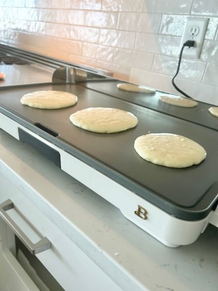 Saturday morning pancakes are always a good idea! #walmartpartner I have loved this home line for quite some time and I just keep adding to my kitchen! The prettiest kitchen appliances and accessories ever. I mean, that gold and white? Plus this griddle is XL making it perfect for a big group/family! Snag one and replace the old one from your wedding 15 years ago! 🫣

@walmart #walmarthome #walmart