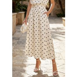 Polka Dot Side Pocket Satin Maxi Skirt for Beach Getaways & Weekend Strolls | Chicwish