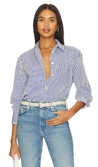 Maxine Button Down Shirt in Blue Stripe | Revolve Clothing (Global)