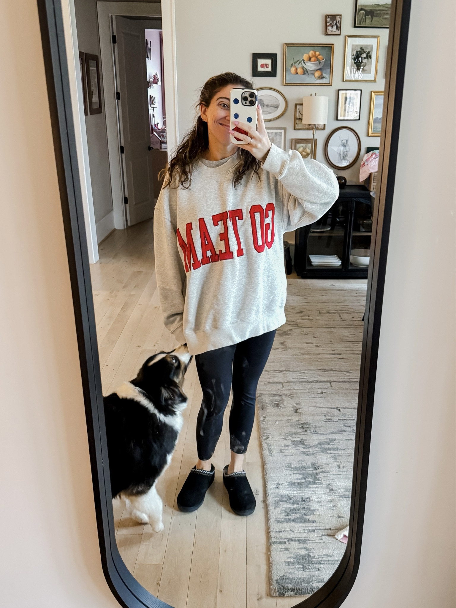 A very realistic of what I wear around the house when I have no intentions of doing something productive. I still get dressed out of pjs, I just put something equally comfy and casual on 😂 
Sweatshirt L (from last season, will link this years) / Best leggings in the world M / Sherpa slides tts 

#LTKdayinmylife #LTKootd #LTKmomlife