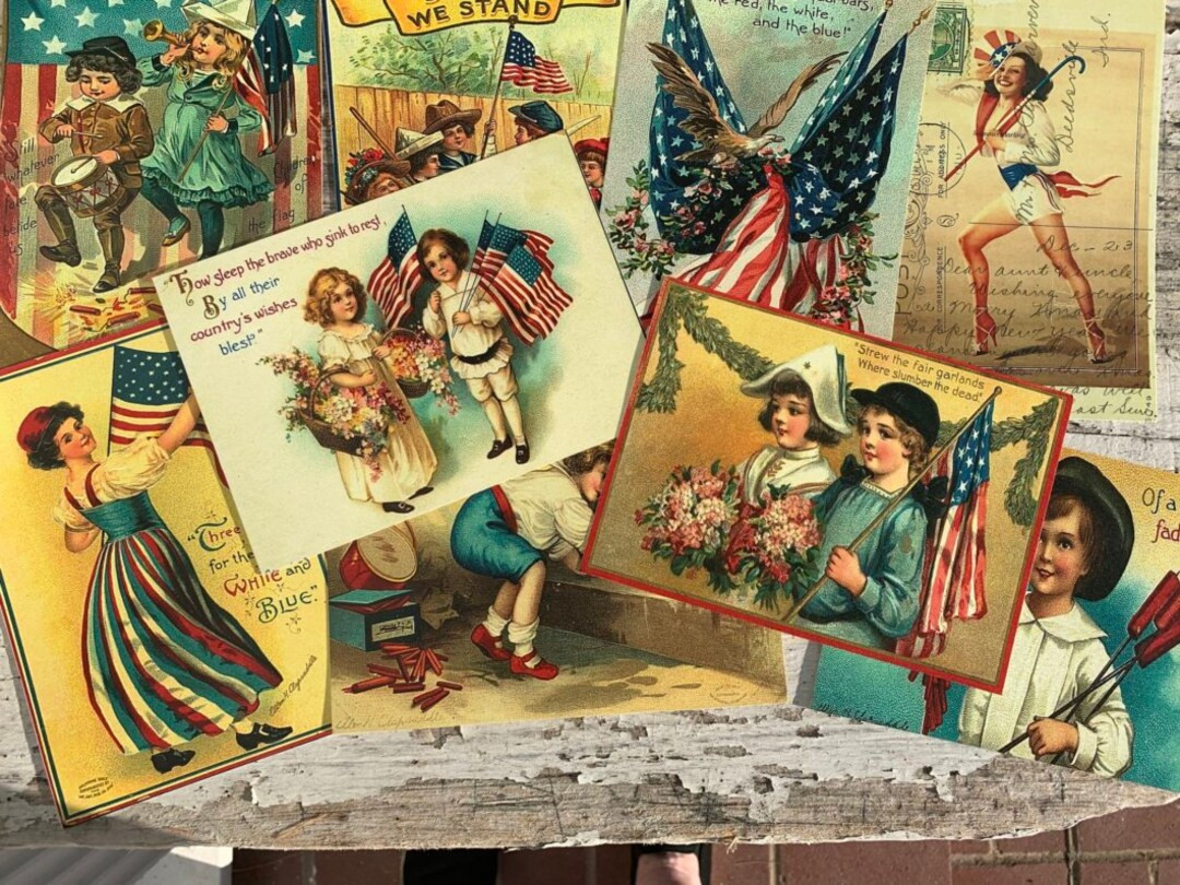 Patriotic 5 X7 Inch Postcards With Children, Flag and Moreyou Will Receive 10 With White Envelope... | Etsy (US)