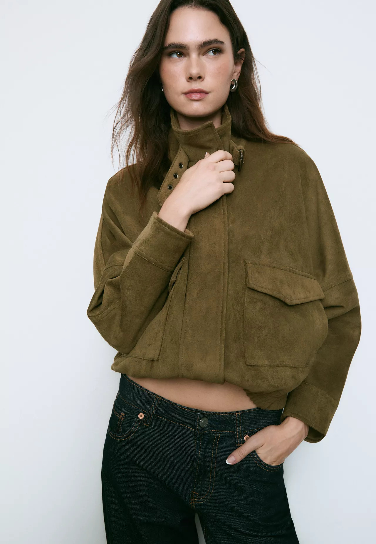 Oversize-Jacke aus Wildlederimitat | Stradivarius DE