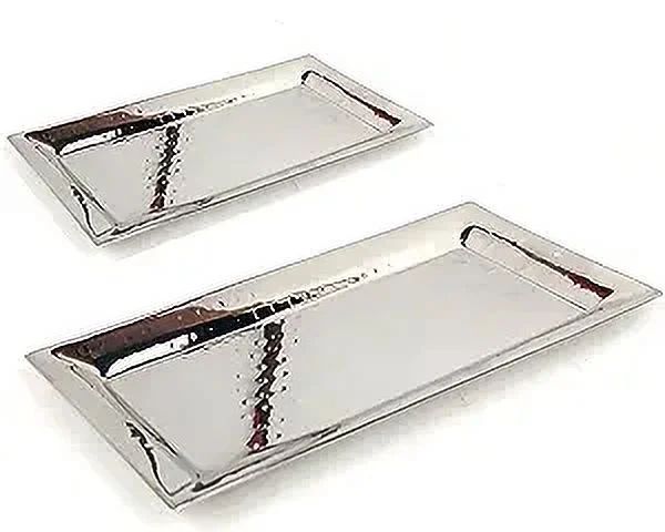 Copper Serving Trays Hammered Trays and Platters - Appetizer Tray - Chrome Platters (Silver Recta... | Walmart (US)