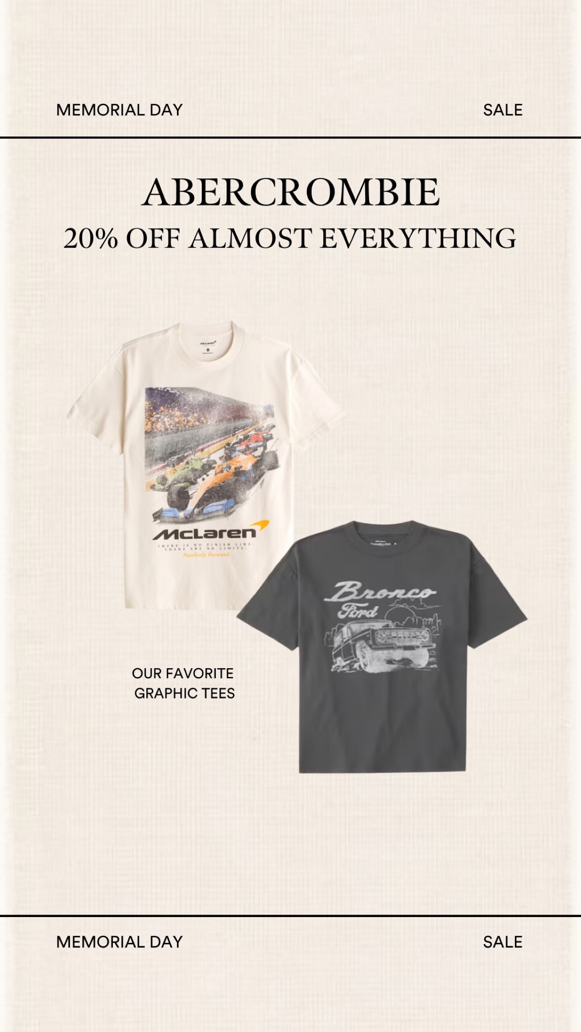 Abercrombie is the best place for graphic tees & they are 20% off this weekend! Go shop the sale!

#LTKsalealert #LTKunder100 #LTKFind