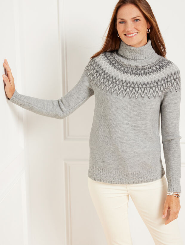 Metallic Turtleneck Sweater - Whimsical Fair Isle | Talbots