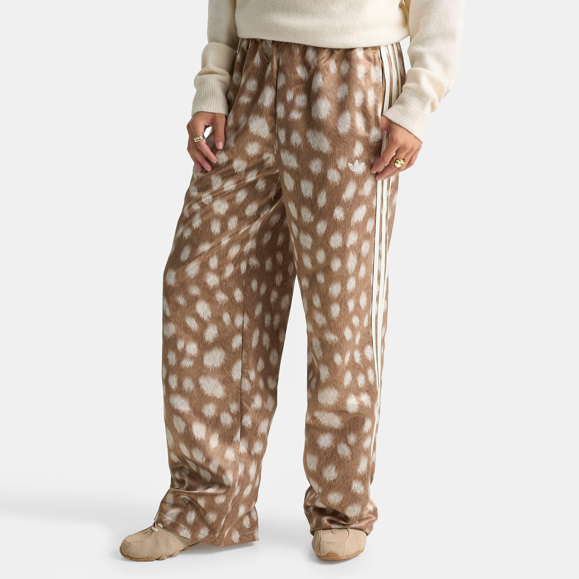 adidas Women's Originals Firebird Animal Print Track Pants in Brown Desert Size: Small | Finish Line (US)