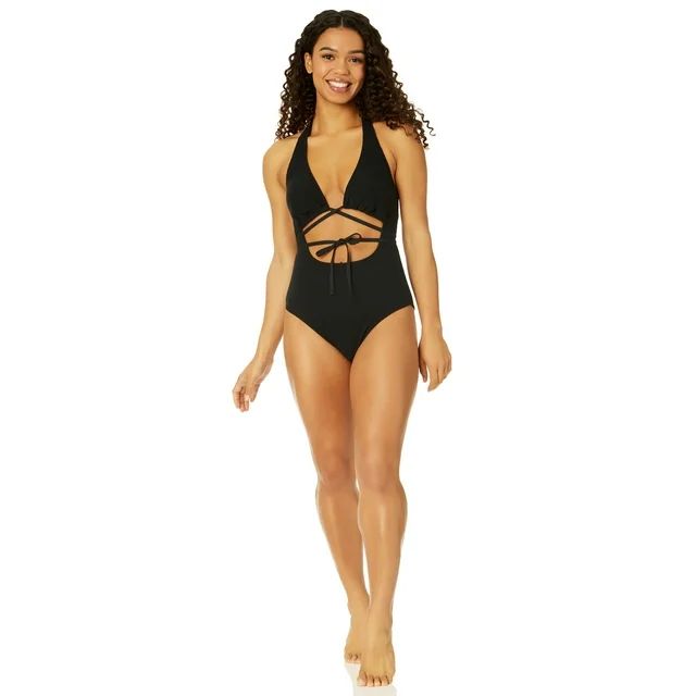 Celebrity Pink Juniors Black Strappy One Piece Swimsuit, Sizes S-XXL | Walmart (US)