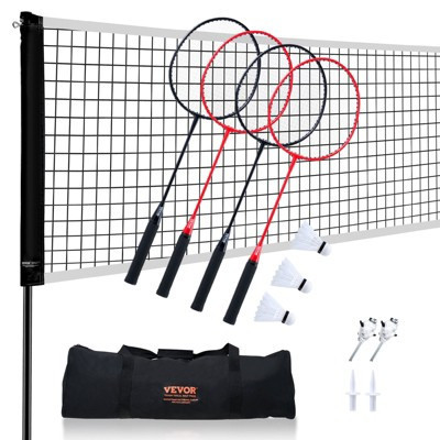 VEVOR Badminton Net Set, portable outdoor badminton kit for backyard, beach, or park, includes poles, 4 rackets, 3 shuttlecocks, and carry bag | Target