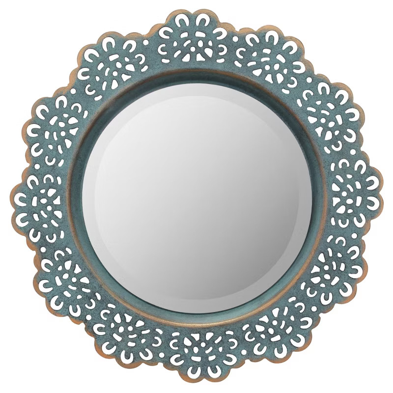 12.5" Decorative Floral Metal Lace Wall Mirror Dark Turquoise - Stonebriar Collection | Target