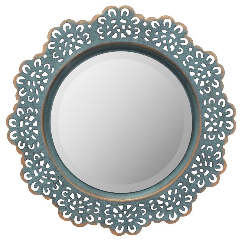 12.5" Decorative Floral Metal Lace Wall Mirror Dark Turquoise - Stonebriar Collection | Target
