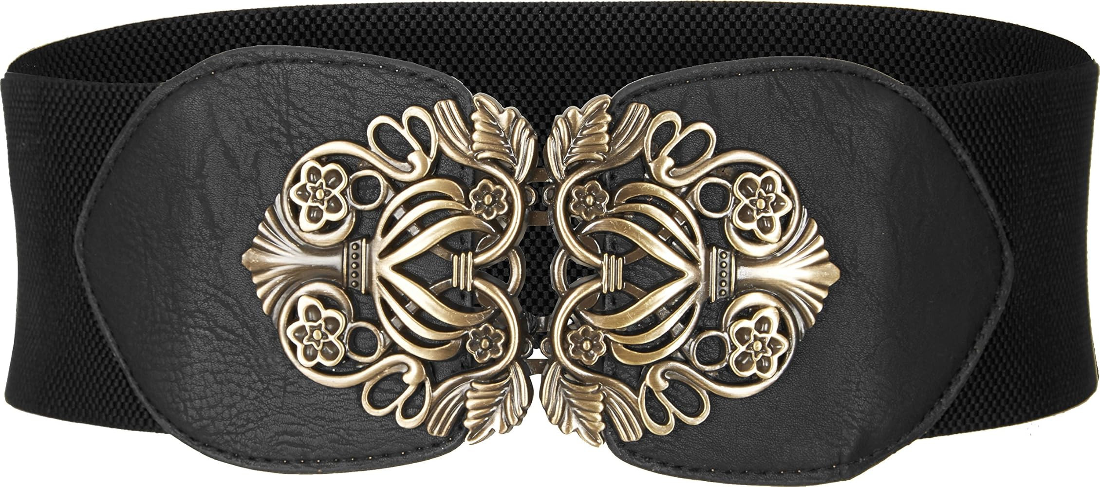 BlackButterfly 3 Inch Wide Waspie Elastic Vintage Buckle Waist Belt | Amazon (US)