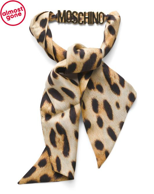 Made In Italy Silk Leo Hair Tie With Gold Tone Logo Hardware | TJ Maxx