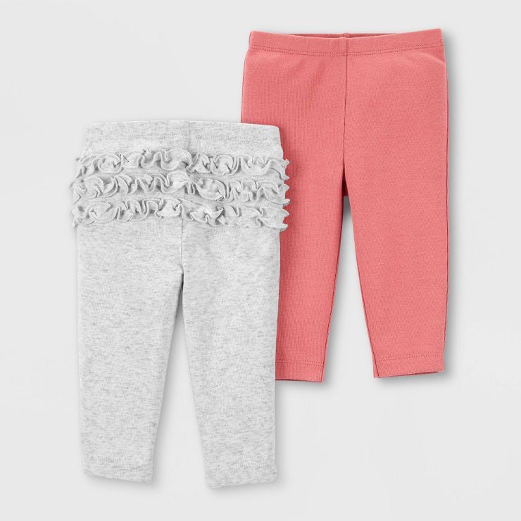 Carter's Just One You® Baby Girls' 2pk Ruffle Pants - Heather Gray/Rust Brown | Target