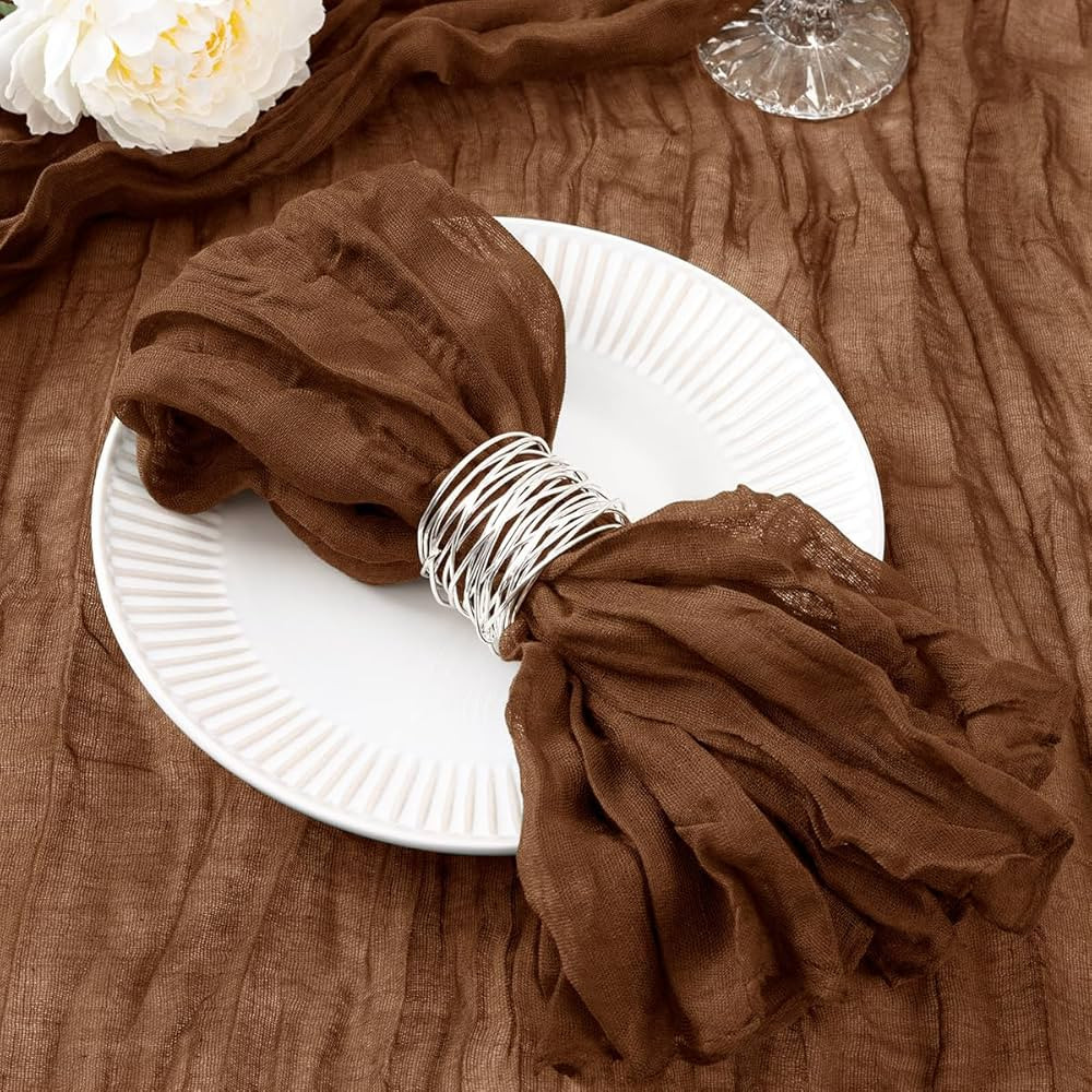 12 Pack Brown Cheesecloth Napkins Fall Napkins Cloth Set of 12 Boho Thanksgiving Dinner Napkins B... | Amazon (US)