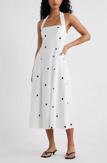 Open Edit Linen Blend Halter Midi Dress | Nordstrom | Nordstrom