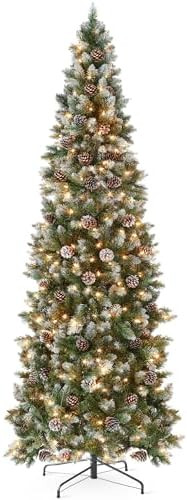Best Choice Products 6ft Pre-lit Pencil Christmas Tree, Partially Flocked & Frosted Slim Holiday ... | Amazon (US)