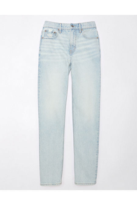 AE Stretch Super High-Waisted Straight Jean Women's Crushed Ice 0 Regular | American Eagle Outfitters (US & CA)