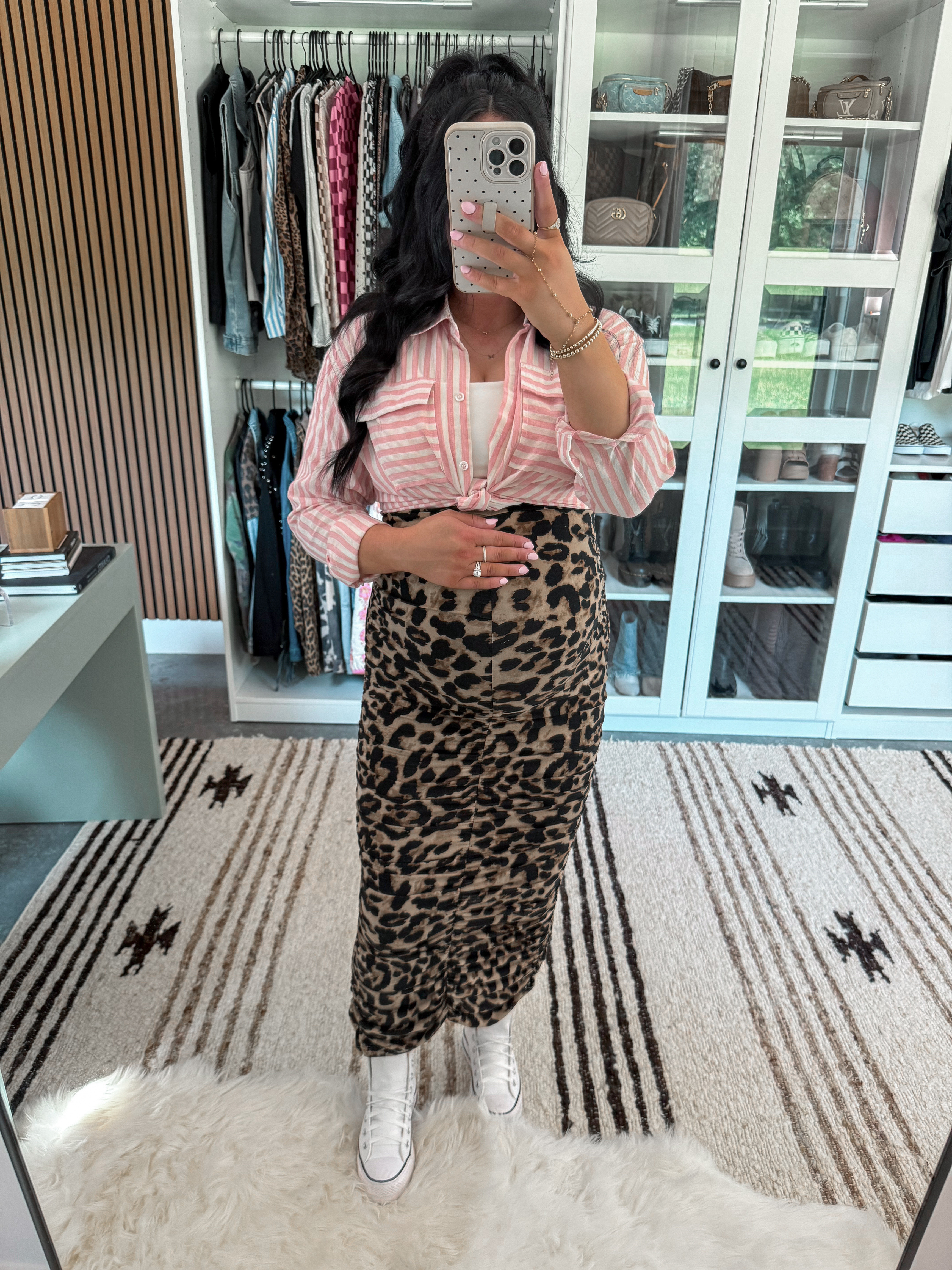 Tank Top - small
Button Down - large (sized up for an oversized fit)
Skirt - small

#LTKootd #LTKBump