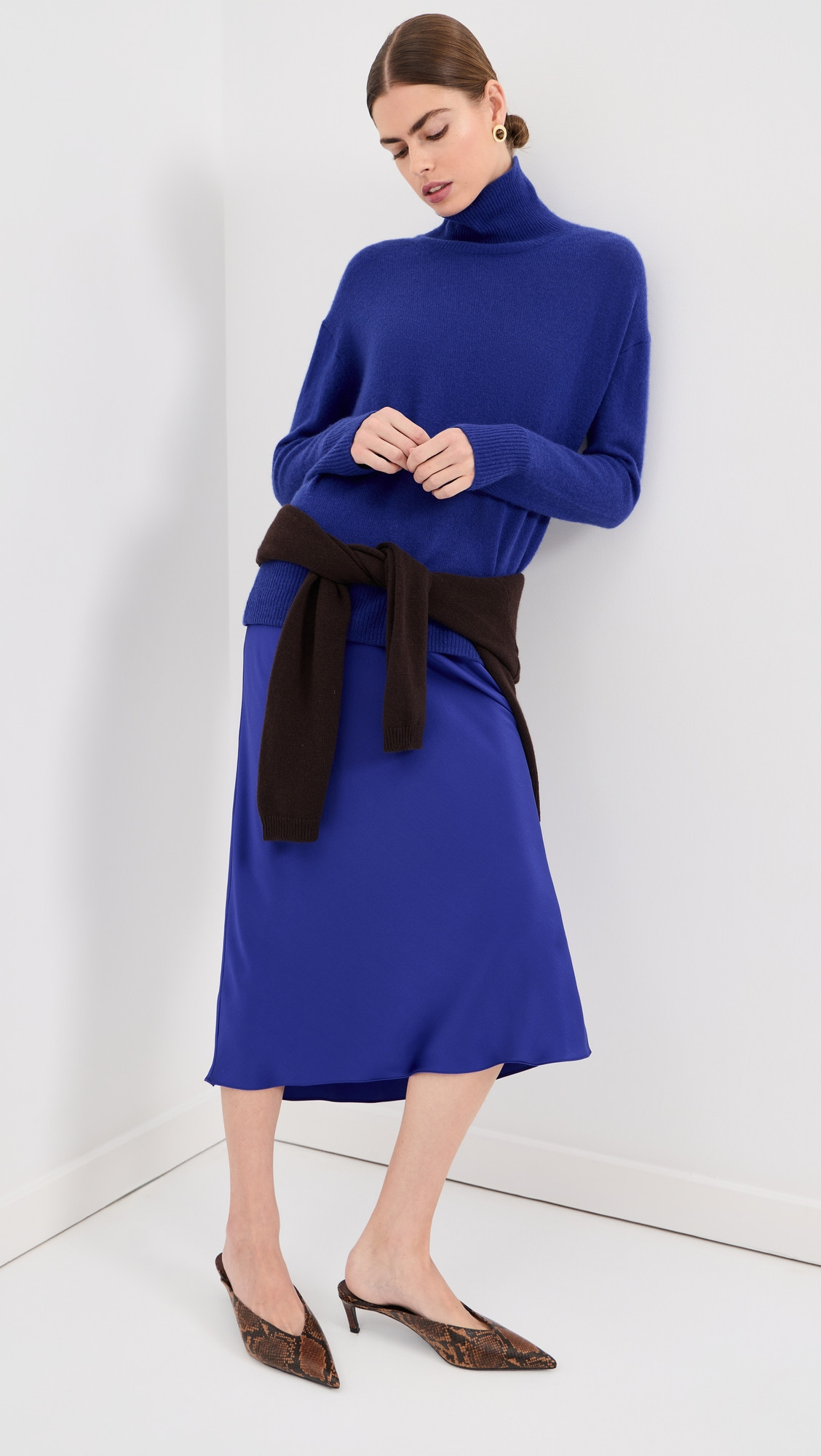 Sablyn Miranda B Scallop Trim Bias Cut Skirt Cobalt Blue XS | Shopbop