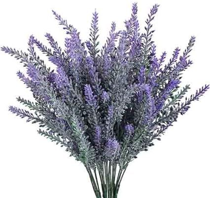 GTIDEA 4pcs Artificial Flowers Flocked Plastic Lavender Bundle Fake Plants Wedding Bridle Bouquet... | Amazon (US)