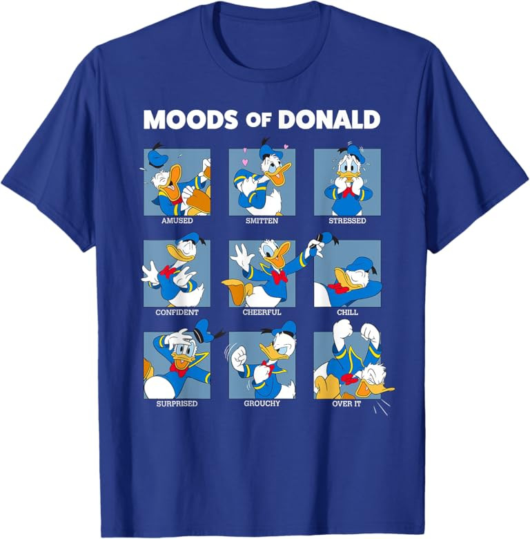 Disney Mickey And Friends Moods Of Donald Duck Short Sleeve T-Shirt | Amazon (US)
