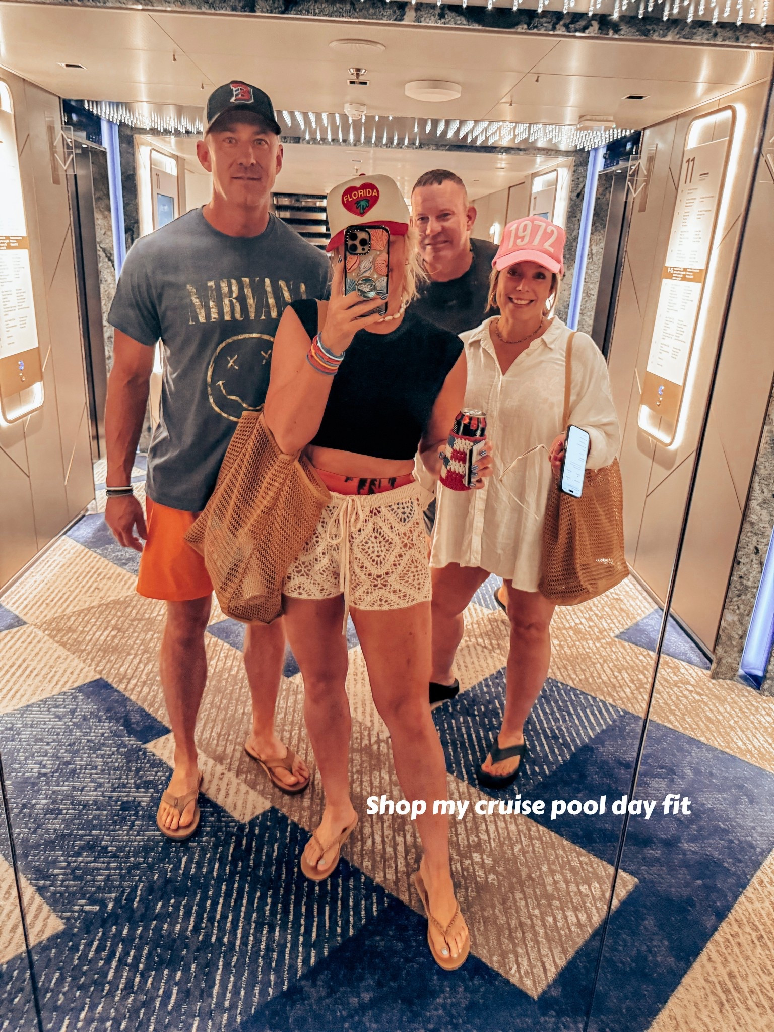 Cruise pool day at sea 🚢 🌊🐬
Black swim top - M
Swim bottoms - L
Crochet shorts - L
Flip flops - true to size 
My coozie is @made_in_minny on IG 

#LTKOver40 #LTKSwim #LTKStyleTip