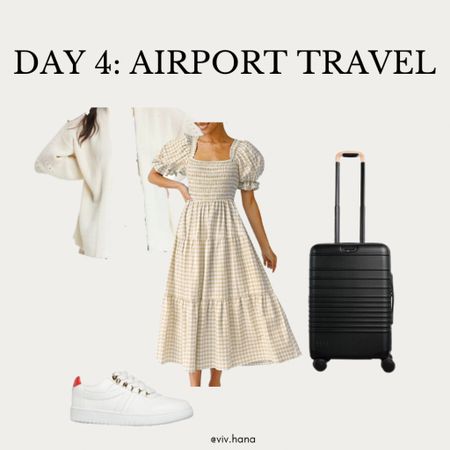 Bachelorette Weekend Travel Outfit: yellow sundress, cozy knit cardigan, white lace up sneakers, Beis carry-on luggage 

#LTKwedding #LTKparties #LTKtravel