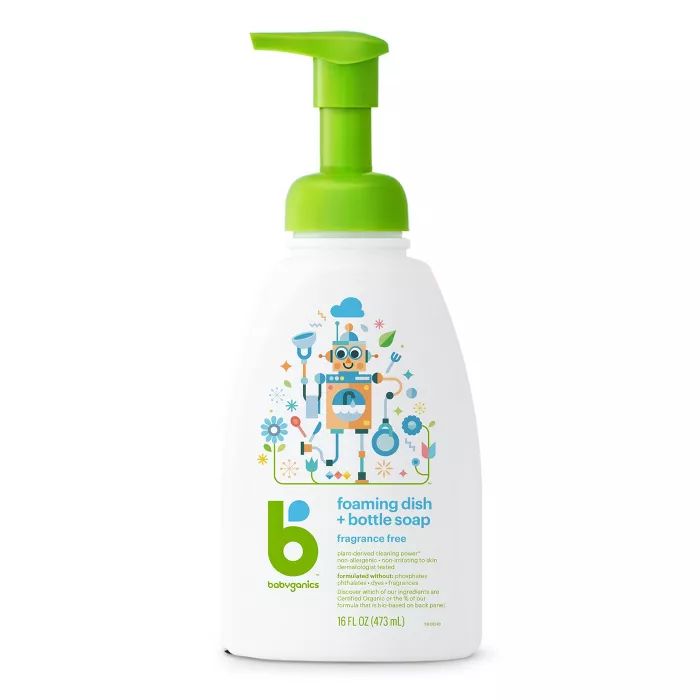 Babyganics Foaming Dish & Bottle Soap, Fragrance Free- 16fl oz | Target