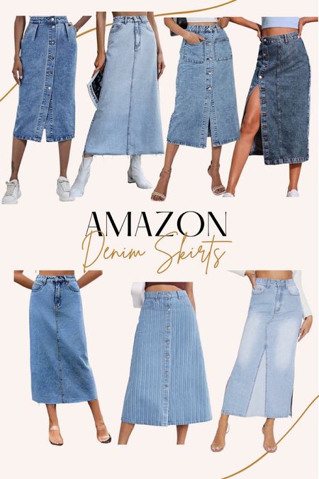 Super trendy for spring: denim skirts! Maxi denim skirt. Amazon denim skirt. Amazon skirts. 

#LTKsalealert #LTKSeasonal #LTKunder50