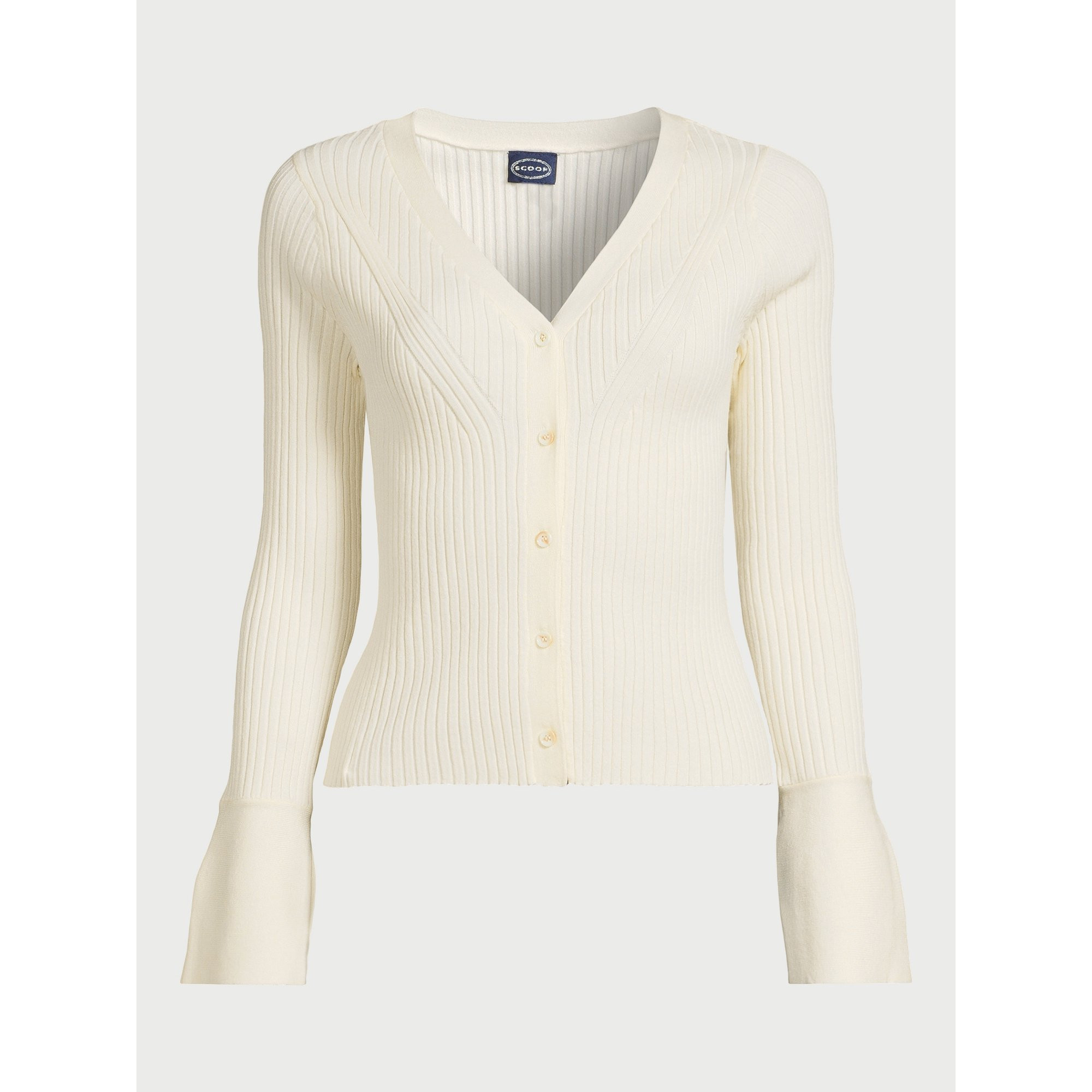 Scoop Women’s Ribbed Button Front Cardigan Sweater, Sizes XS-XXL | Walmart (US)