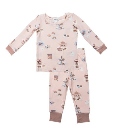 Pink & White Tea Party Loungewear Set - Toddler & Girls | Zulily