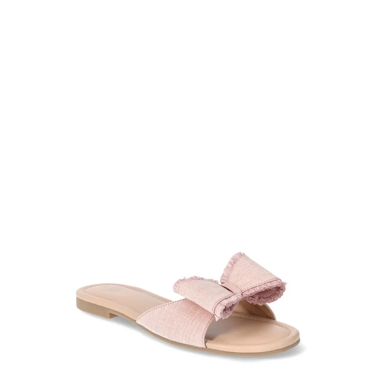 Time and Tru Women's Raffia Bow Slide Sandal | Walmart (US)