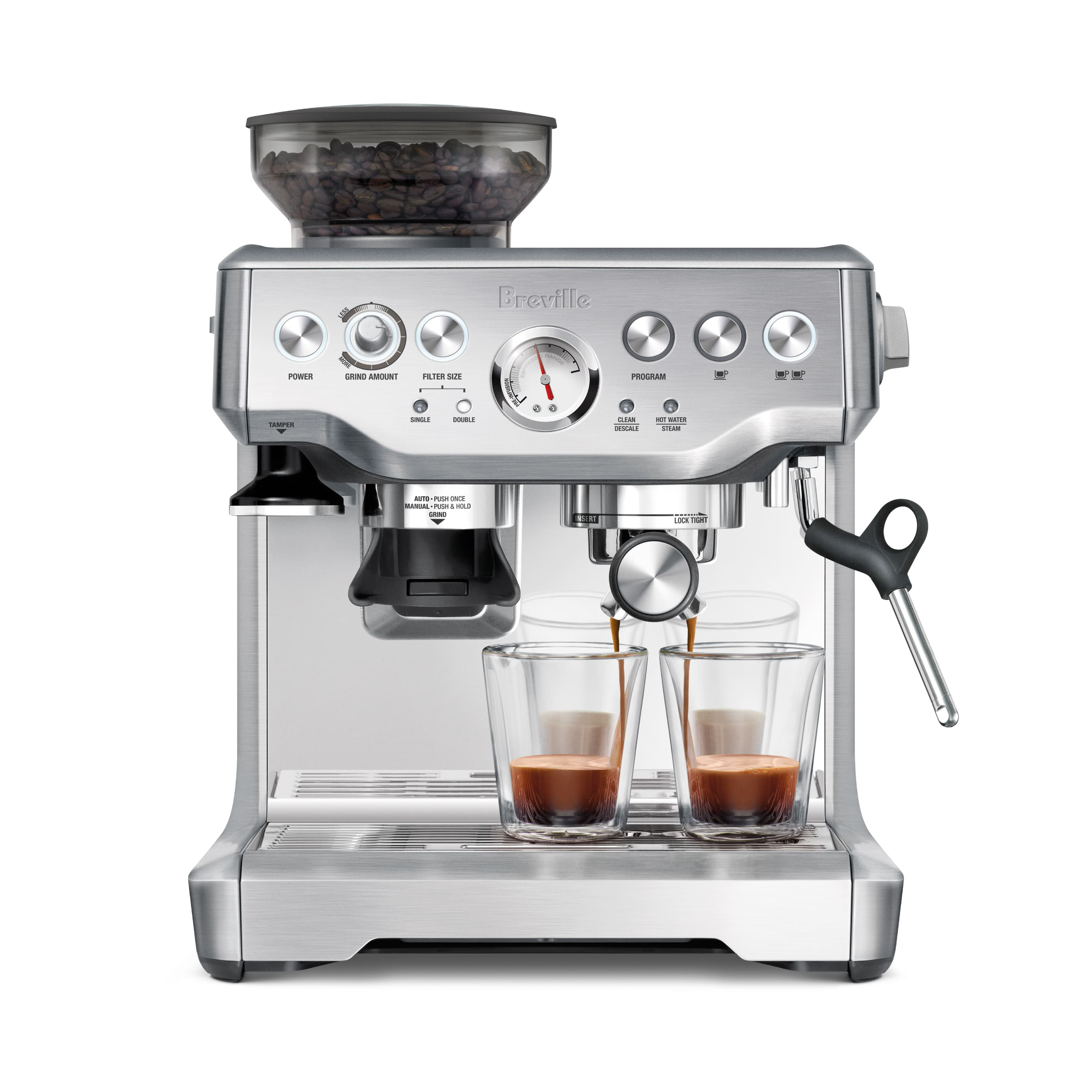 Breville - the Barista Express Espresso Machine with 15 bars of pressure, Milk Frother and integrated grinder - Stainless Steel | Best Buy U.S.